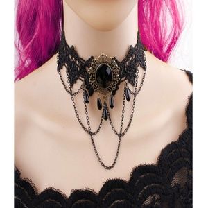 Gothic Choker Necklace - Black Lace Necklace